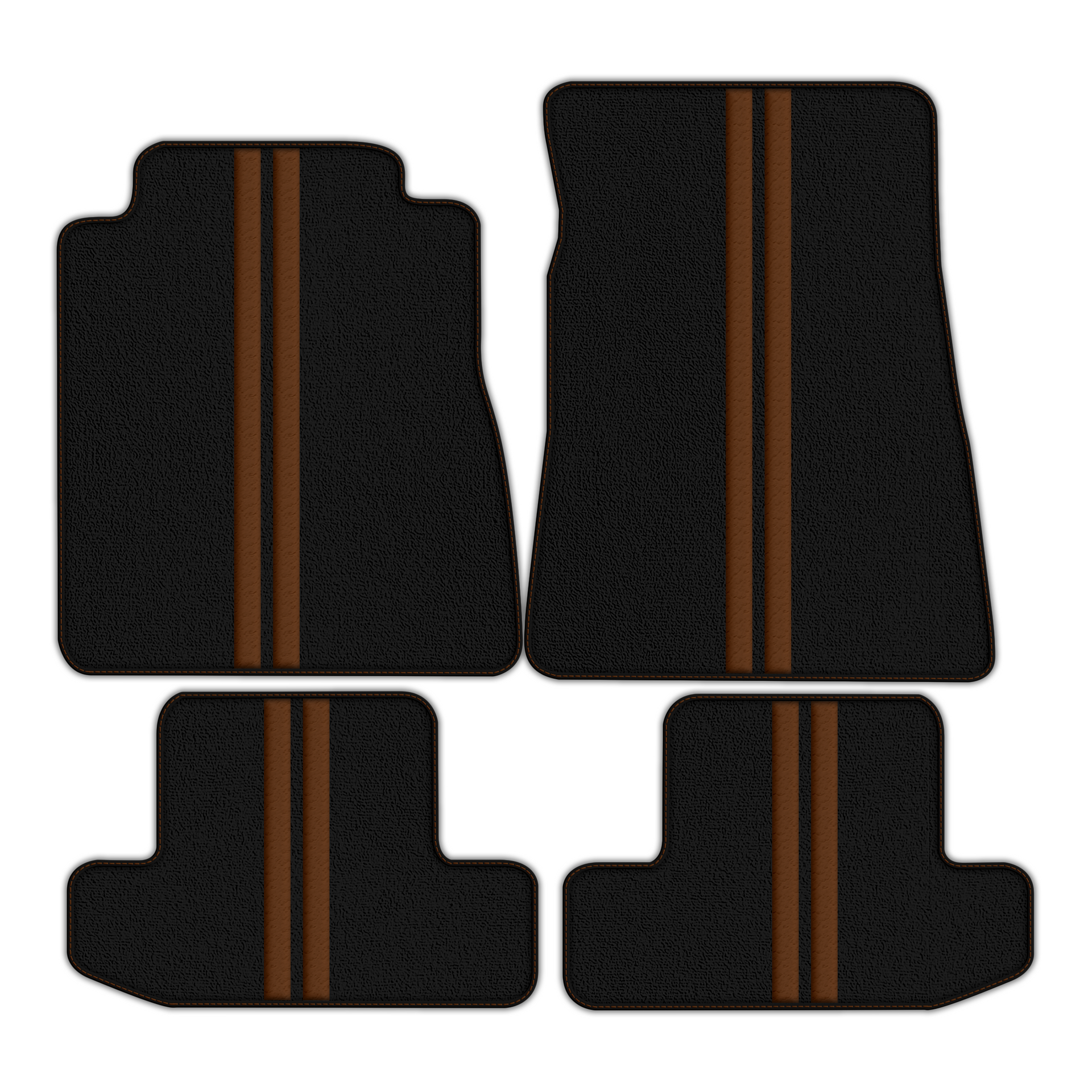 Black Floor Mats with Leather Line for Ford GT500 Shelby (2015-2021) - Various Colors