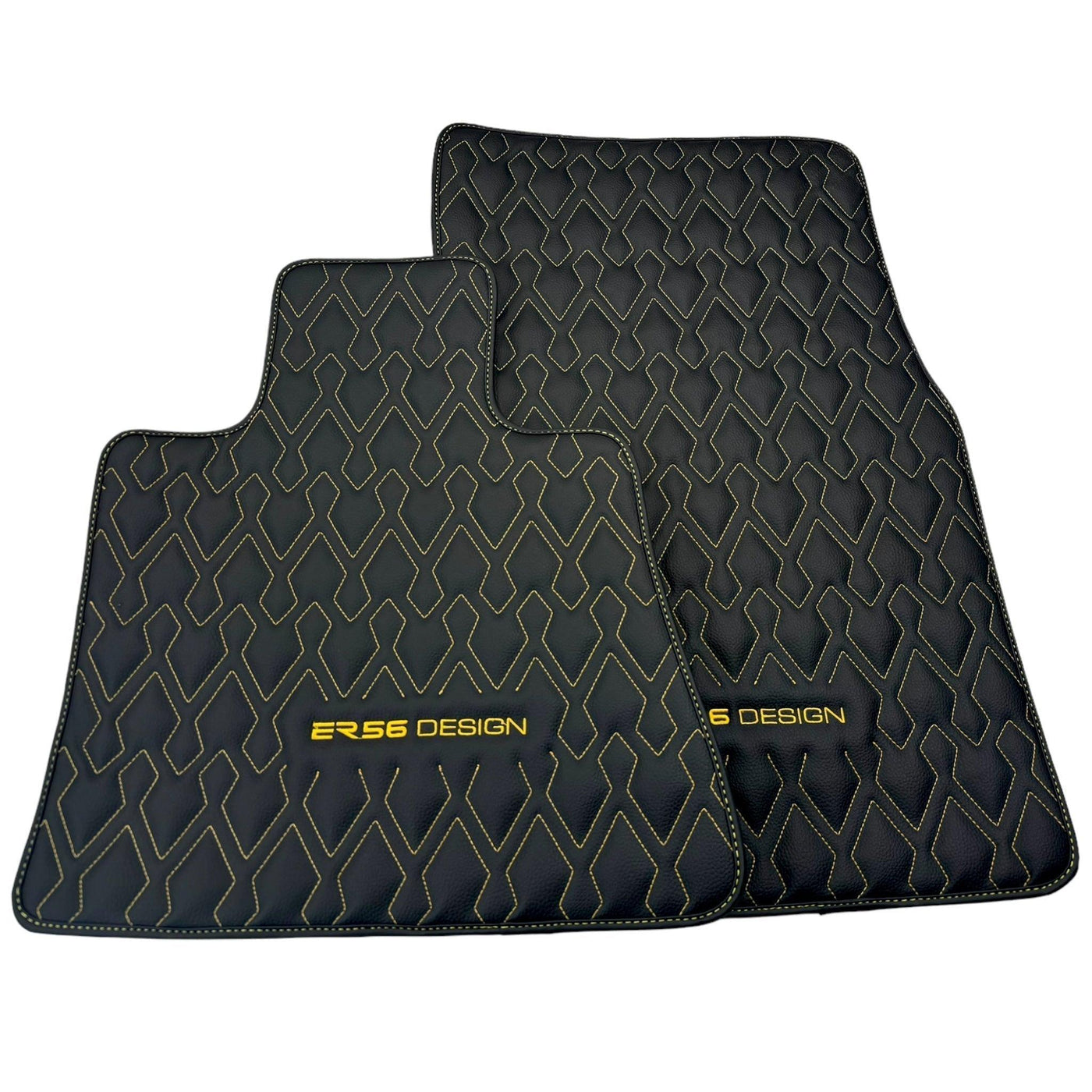 Black Leather Floor Mats for Rolls-Royce Wraith (2013–2023) ER56 Design - AutoWin