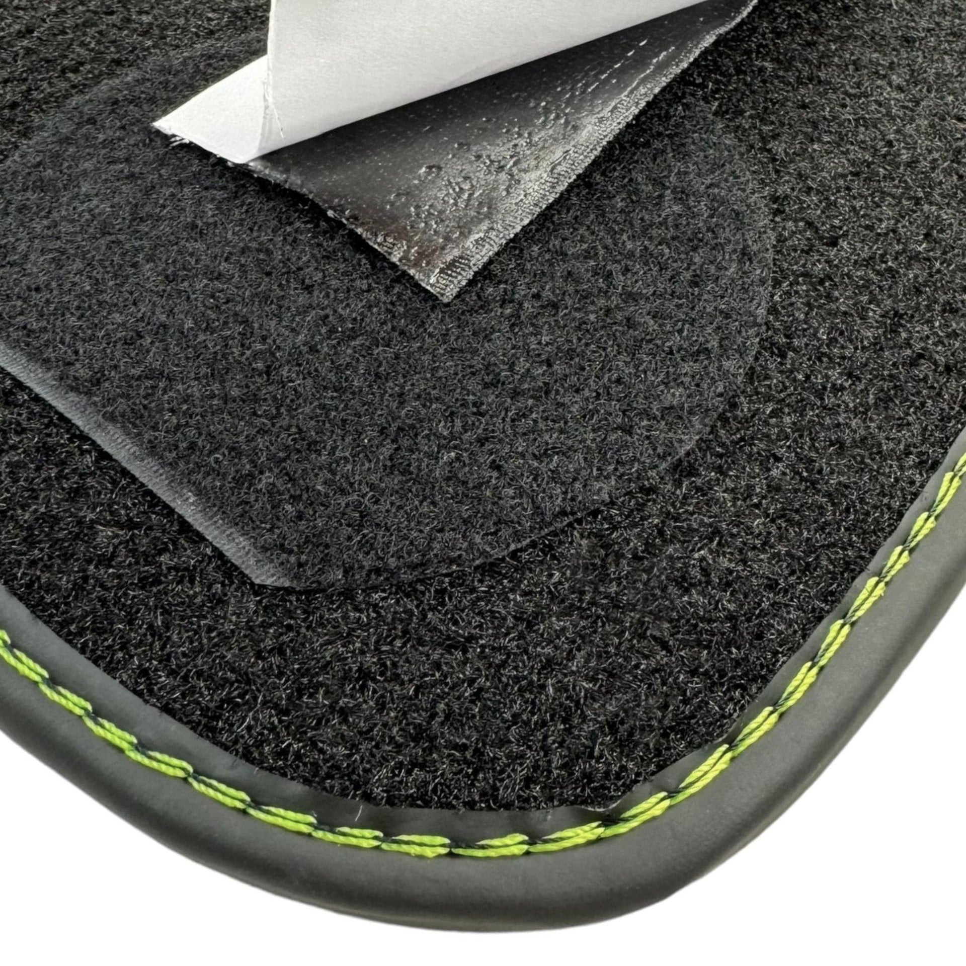 Black Floor Mats for Lamborghini Huracan Tecnica with Alcantara Leather | Green Edition - AutoWin