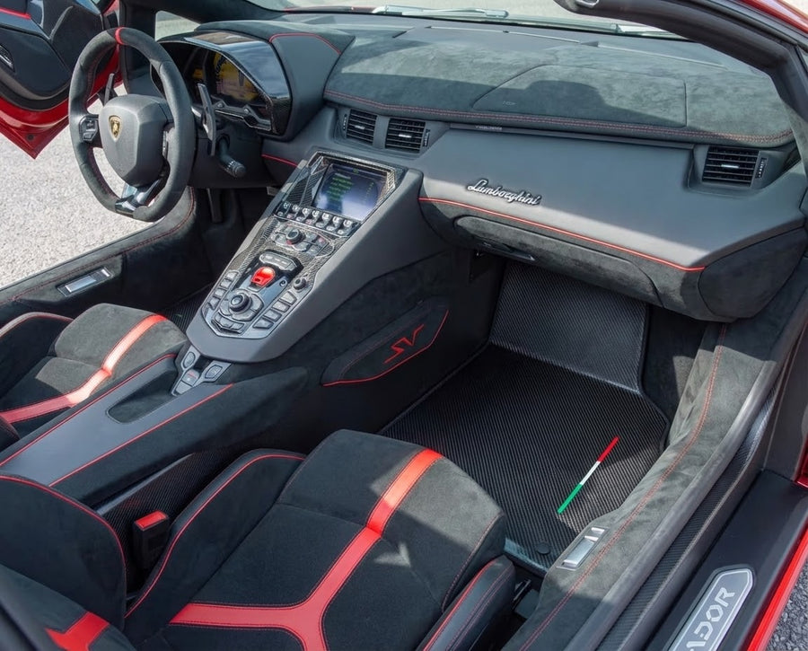 Skreddersydde Bilmatter for Lamborghini Aventador Svj lær karbon Limited Edition