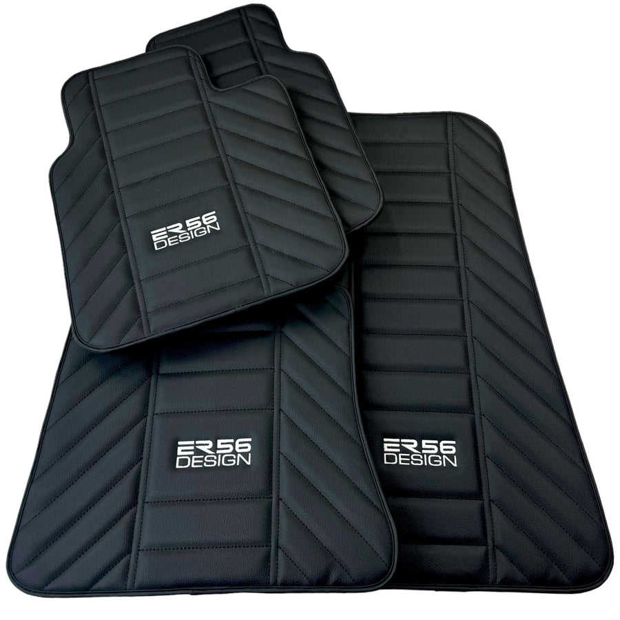 Black Leather Floor Mats for Rolls Royce Ghost Series II (2021-2024) ER56 Design - AutoWin
