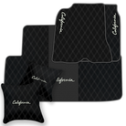Orange Stitching Black Leather Floor Mats for Lamborghini Urus