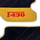 Black Alcantara Floor Mats for Ferrari F430 (2004-2009) - Red Sewing - AutoWin