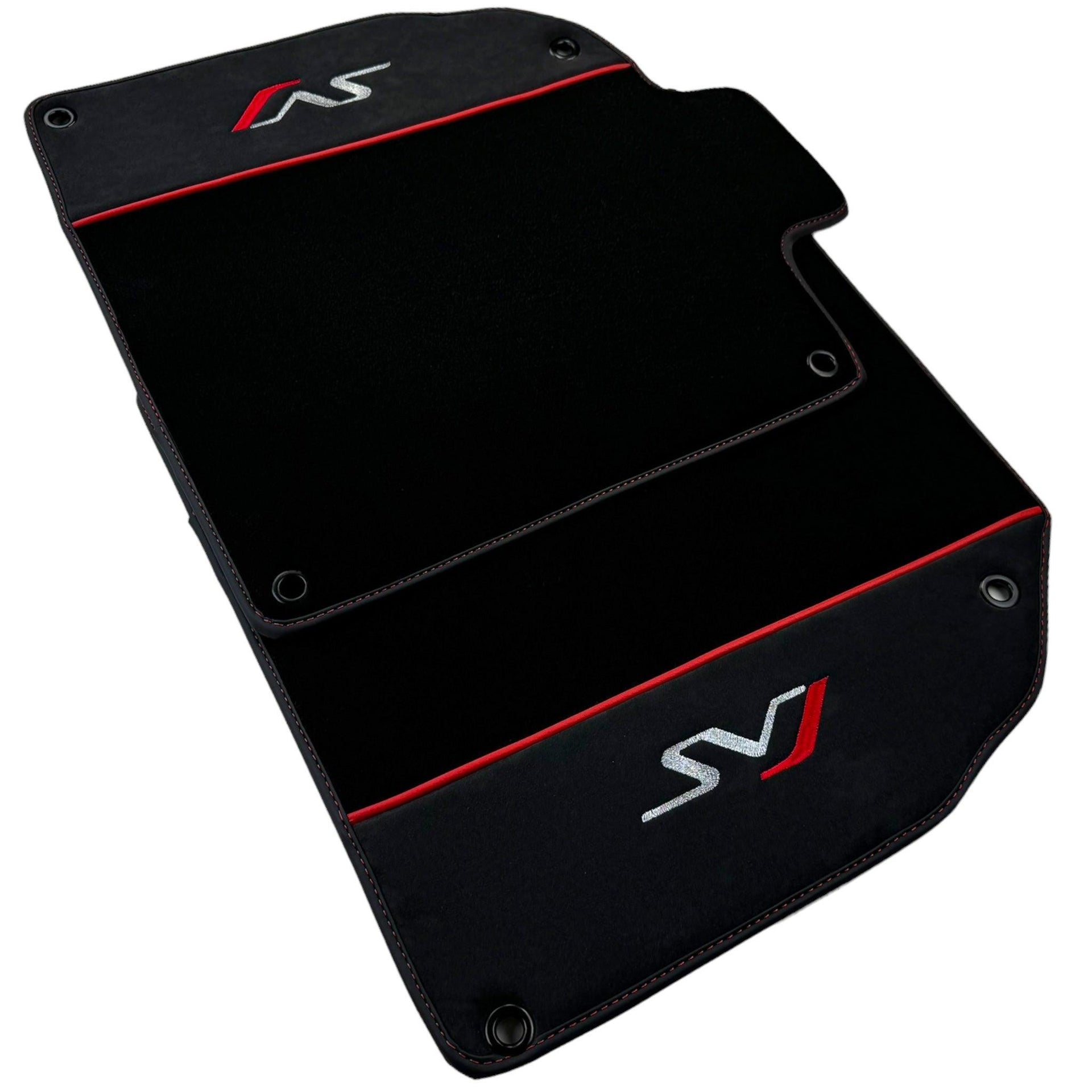 Black Floor Mats for Lamborghini Aventador SVJ with Alcantara Leather - AutoWin