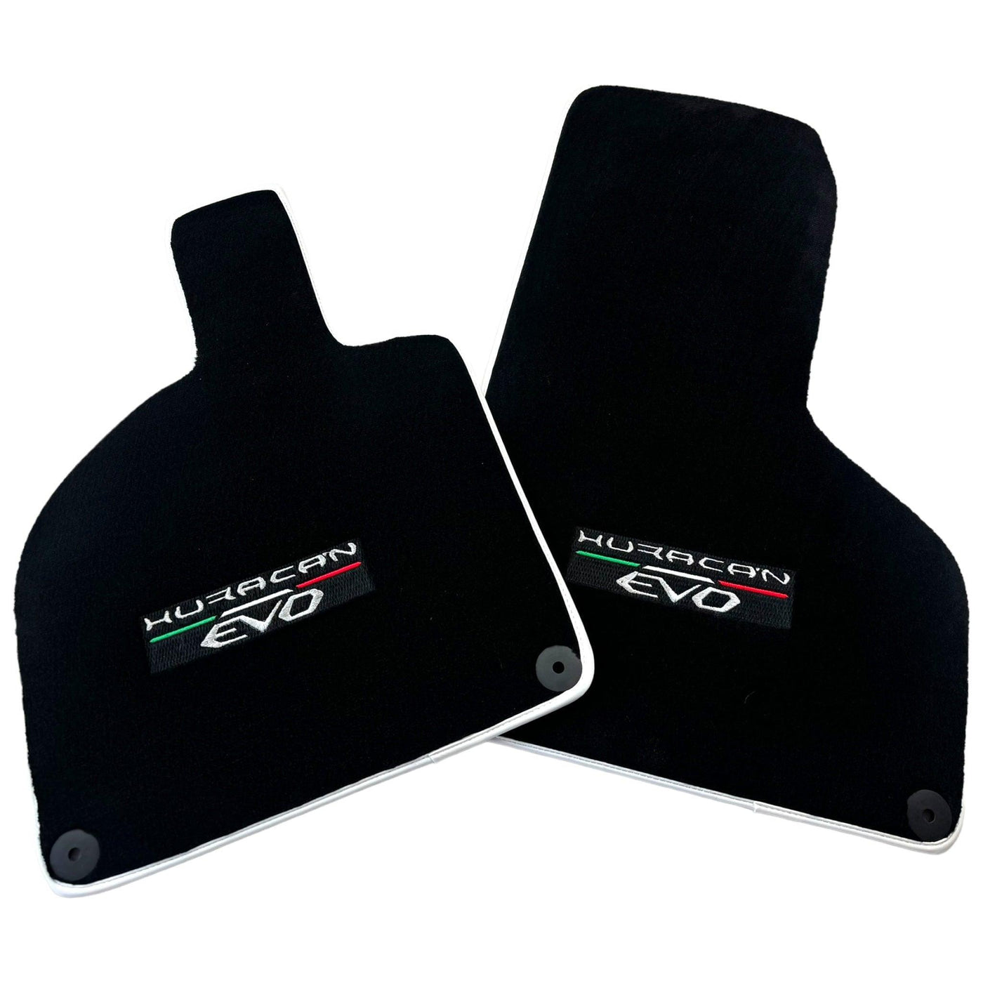 Black Floor Mats for Lamborghini Huracan EVO (2014-2023) with White Trim - AutoWin