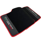 Black Floor Mats for Ferrari Purosangue with Leather and Red Trim | Italian Edition - AutoWin