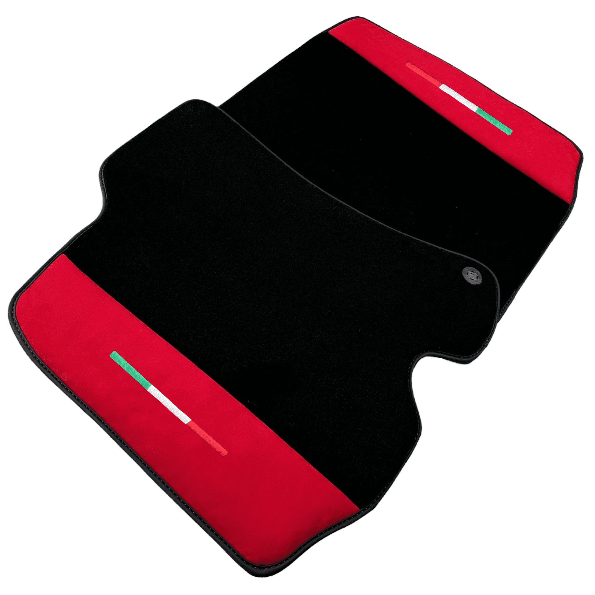 Black Floor Mats for Ferrari Roma (2021-2024) with Red Alcantara Leather - AutoWin