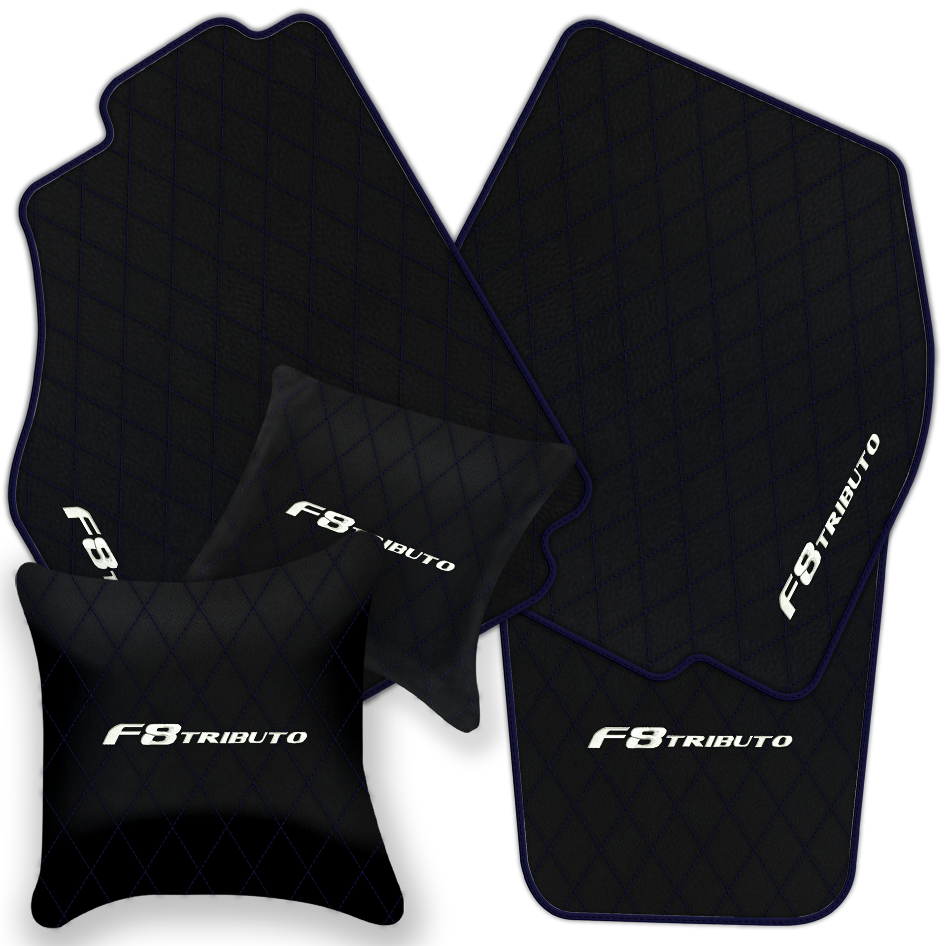 Premium Black Leather Floor Mats for Ferrari F8 Spider (2019-2023)
