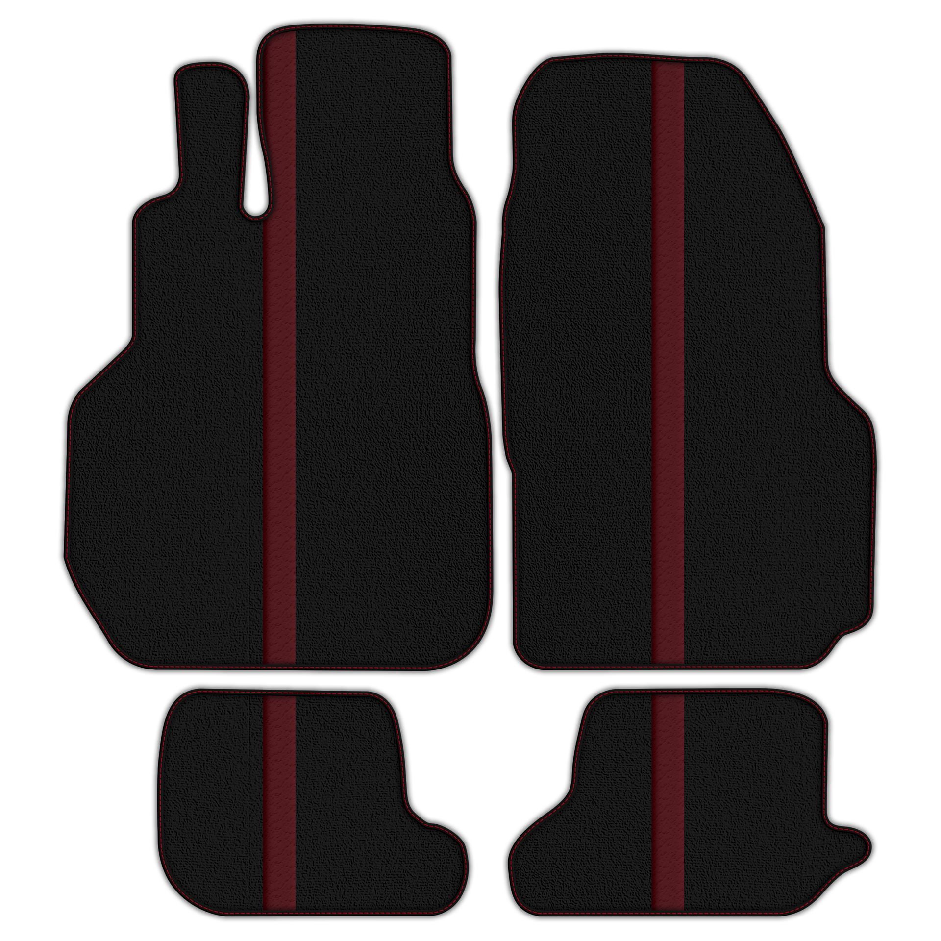 Black Floor Mats with Leather Line for Nissan GT-R (2009-2023) - Various Colors
