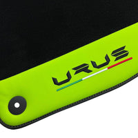 Black Floor Mats for Lamborghini Urus with Green Leather | Black Logo - AutoWin