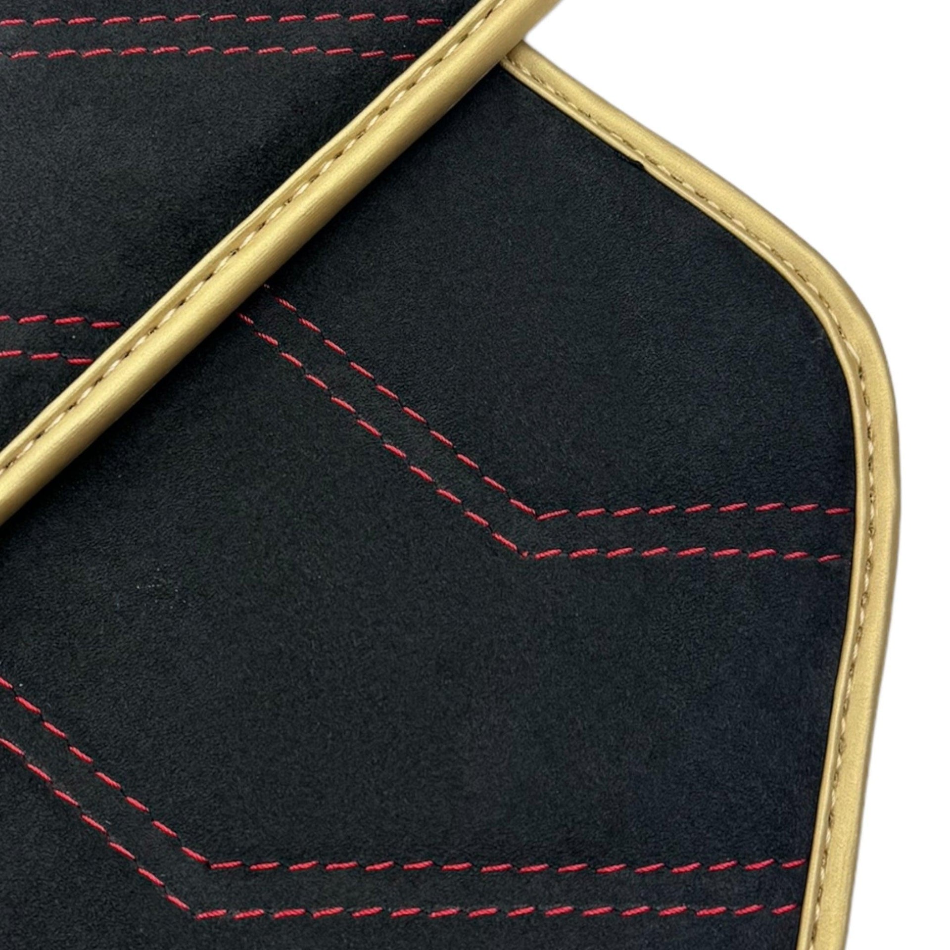 Black Alcantara Floor Mats for Ferrari F430 (2004-2009) - Red Sewing - AutoWin