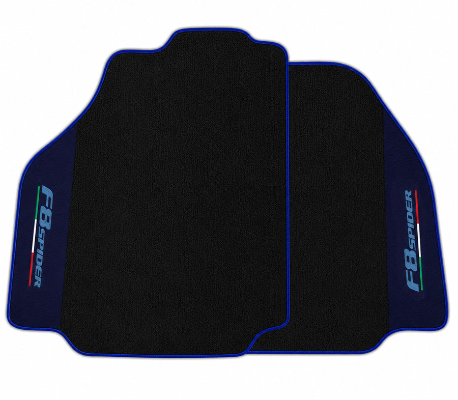 Bilmatter for Ferrari F8 Spider 2019-2023 med Blå Alcantara-lær