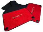 Floor Mats for Lamborghini Huracan Alcantara Red Leather With Huracan Logo - AutoWin