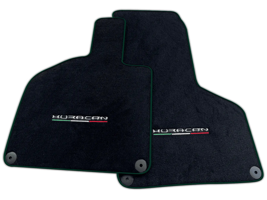 Floor Mats for Lamborghini Huracan With Italian Flag Green Stitch | Various Trim Colors