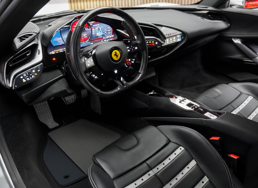 Gray Floor Mats for Ferrari SF90 Stradale (2019-2024) with Leather