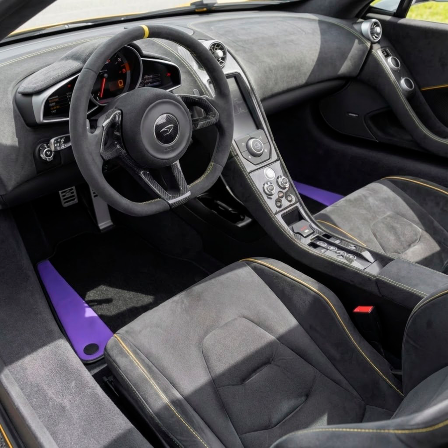 Lilla lær svarte Bilmatter for McLaren 650S (2015-2018) | Svart trim