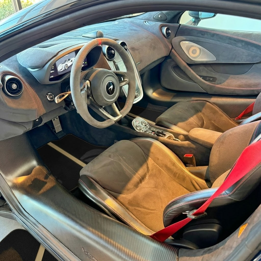 Customizable Leather Floor Mats with Triangle Pattern for McLaren 600LT (2018-2020) - AutoWin