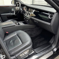 Custom Black Floor Mats for Rolls Royce Ghost Series II (2021-2024) With Carbon Fiber Leather