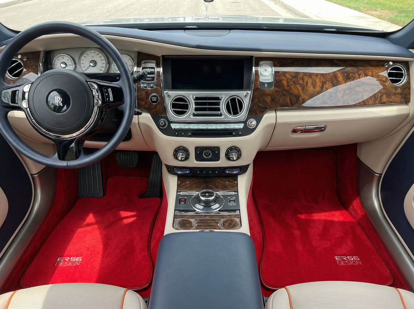 Fußmatten für Rolls Royce Dawn Rr6 2016–2023, rotes Er56-Design