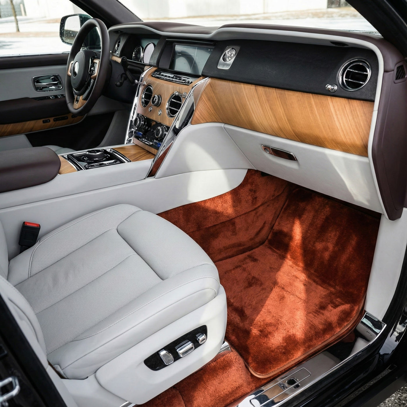 Ginger Color Sheepskin Floor Mats for Rolls-Royce Cullinan (2018-2025)