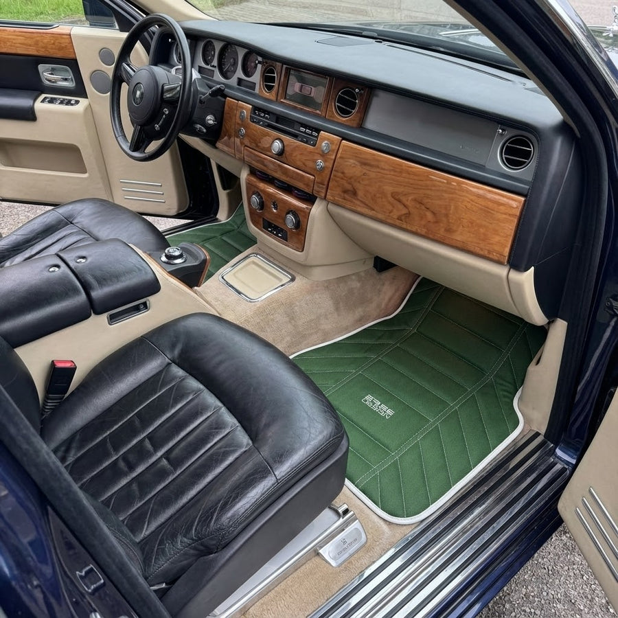 Grüne Leder-Fußmatten für Rolls Royce Black Badge Phantom Drophead Coupe 2007–2016