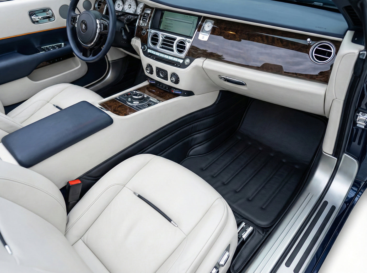 Lærbilmatter for Rolls Royce Black Badge Dawn RR6 2016-2023 Svart