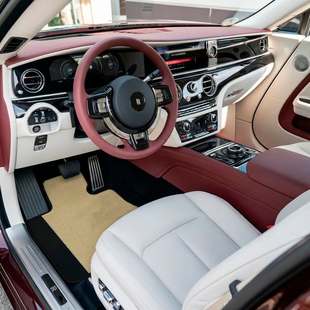 Anpassbare Lederfußmatten mit vertikalem Sechseckmuster für Rolls-Royce Spectre (2023-2024) - AutoWin