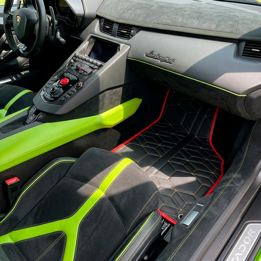 Skreddersydde lær Bilmatter for Lamborghini Aventador SVJ Limited Edition