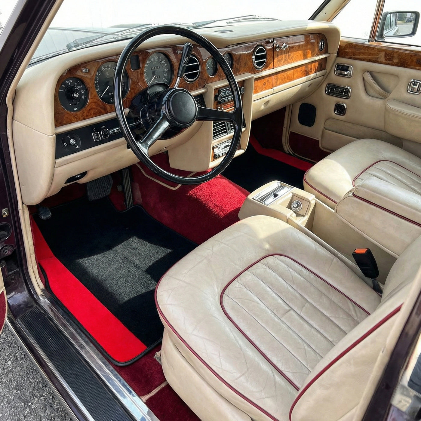 Custom Floor Mats for Rolls Royce Shadow (1965-1977) with Red Alcantara