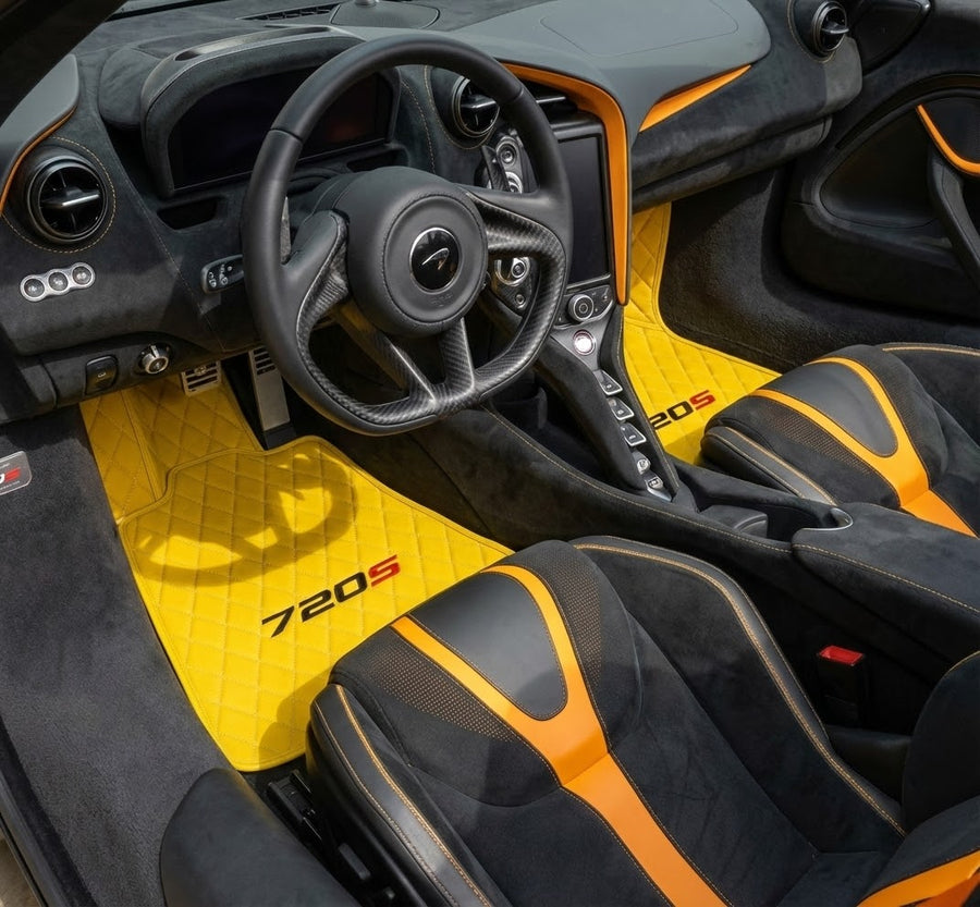 Gule lær Bilmatter for McLaren 720S