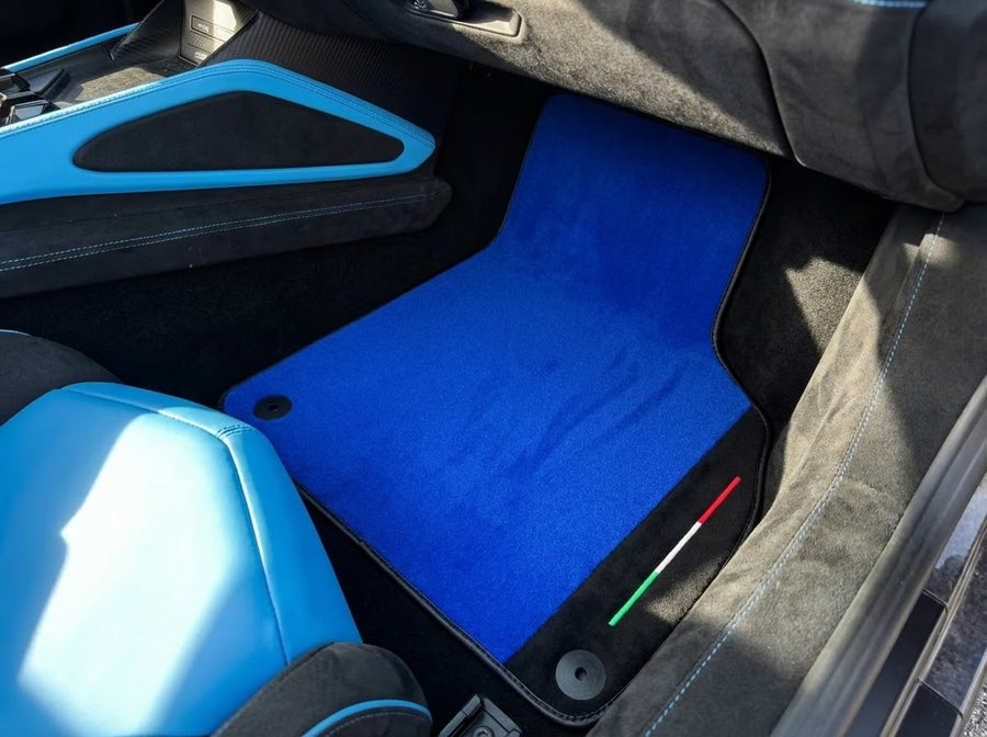 Skreddersydde blå Bilmatter for Lamborghini Aventador med Alcantara-lær