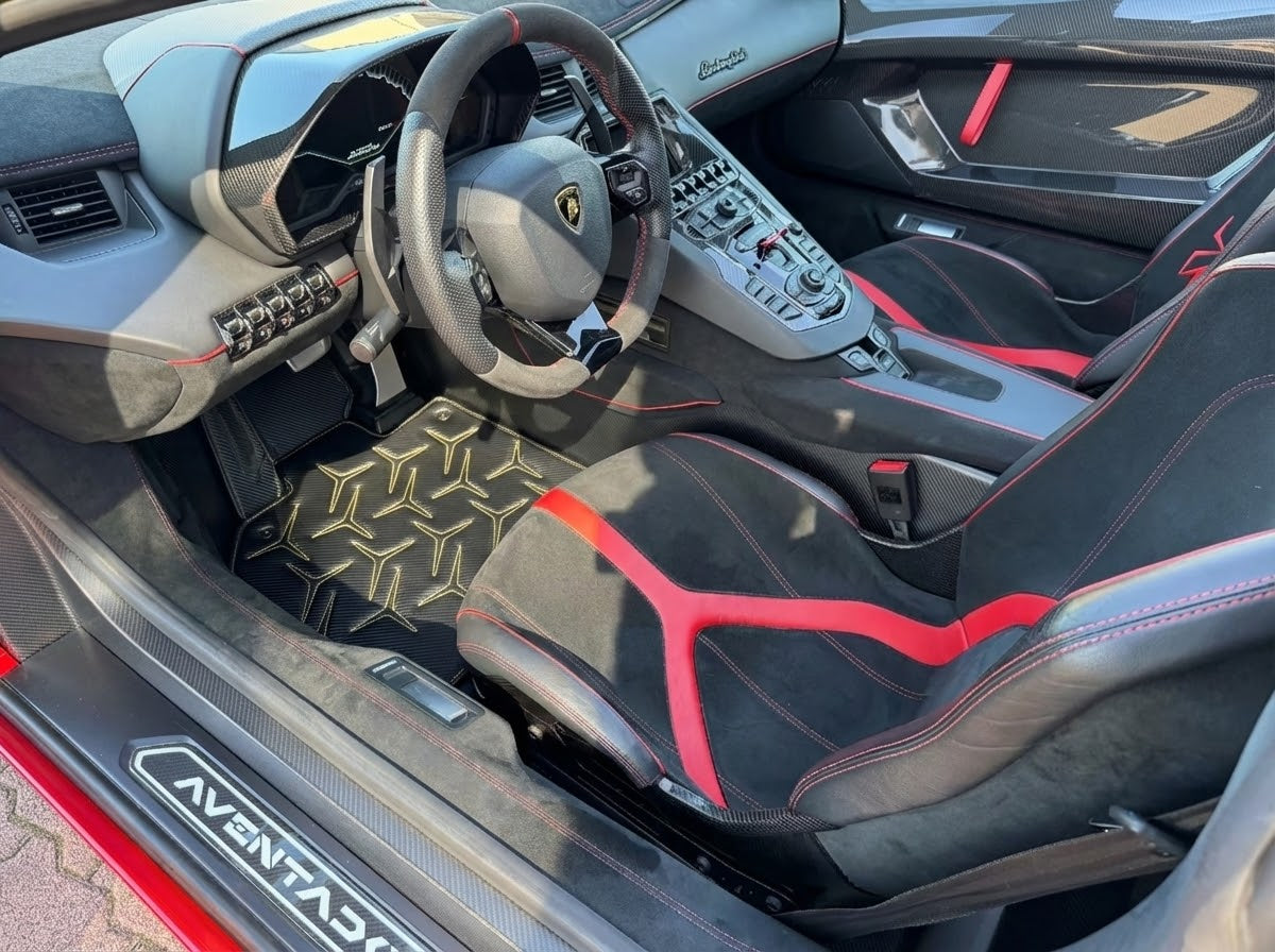 Karbon Læderbilmatter for Lamborghini Aventador SV