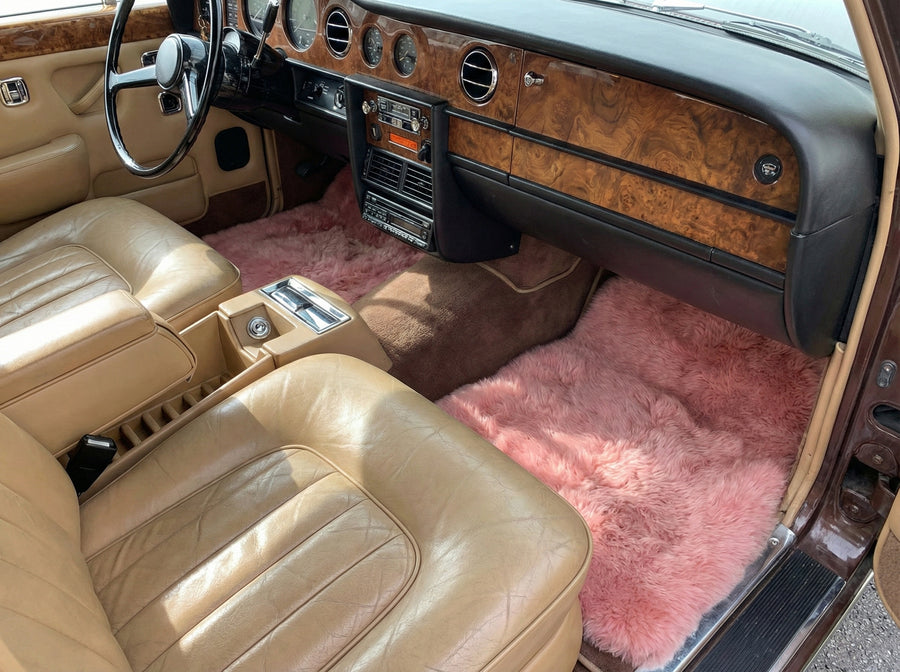 Pink Sheepskin Floor Mats For Rolls Royce Shadow 1965-1977 Er56 Design Brand