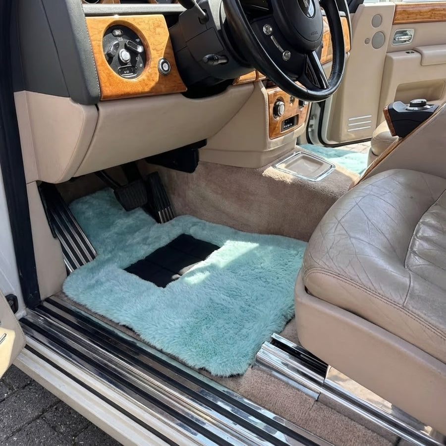 Tiffany blå saueskinn Bilmatter for Rolls Royce Phantom VIII (2017-2024) ER56 Design merke