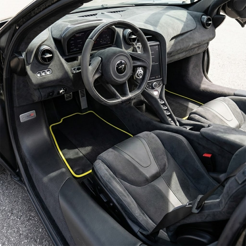 Black Floor Mats for McLaren 720S (2017-2021) with Leather
