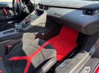 Tilpassbare røde bilmatter for Lamborghini Aventador med Alcantara-lær