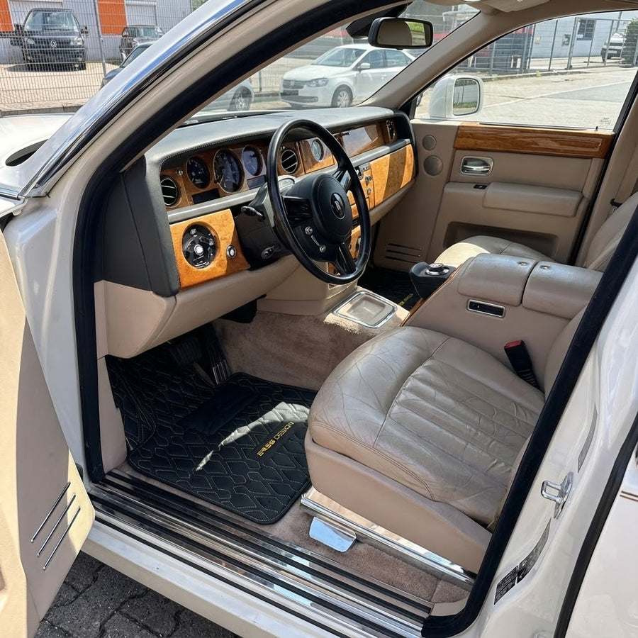 Svarte lær Bilmatter for Rolls-Royce Phantom VIII (2017-2024) ER56 Design