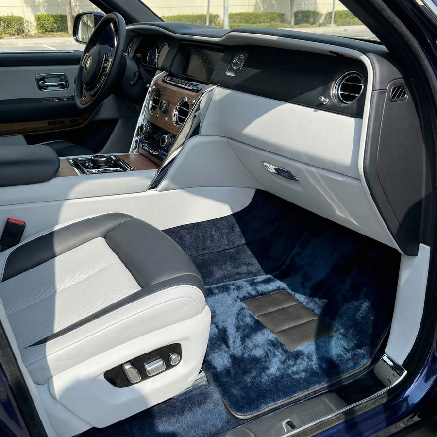 Mørkeblå saueskinn Bilmatter for Rolls-Royce Cullinan (2018-2025)
