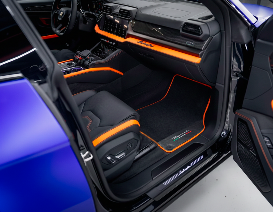 Bilmatter For Lamborghini Urus Performante Lær Og Oransje Trim