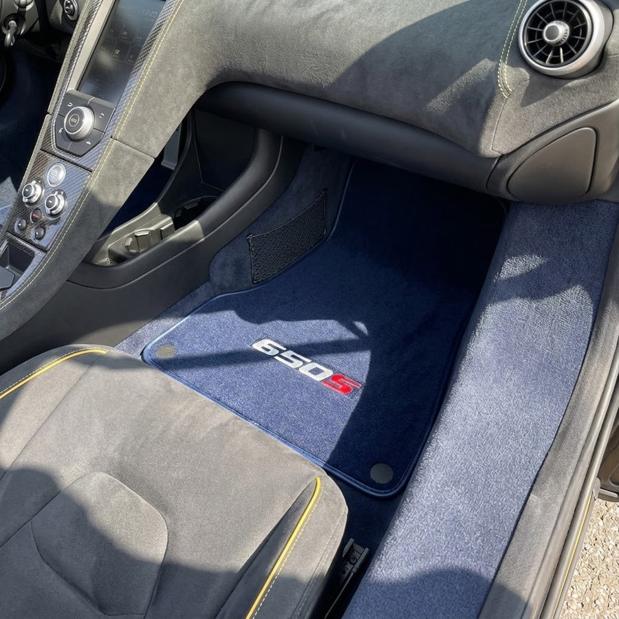 Dunkelblaue Fußmatten für McLaren 650S, maßgeschneidert