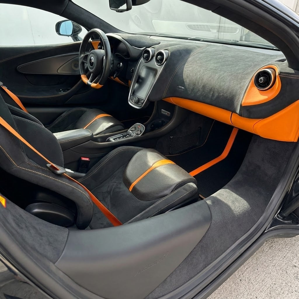 Customizable Leather Floor Mats with Symmetrical Hex Pattern for McLaren 570S (2015-2021) - AutoWin