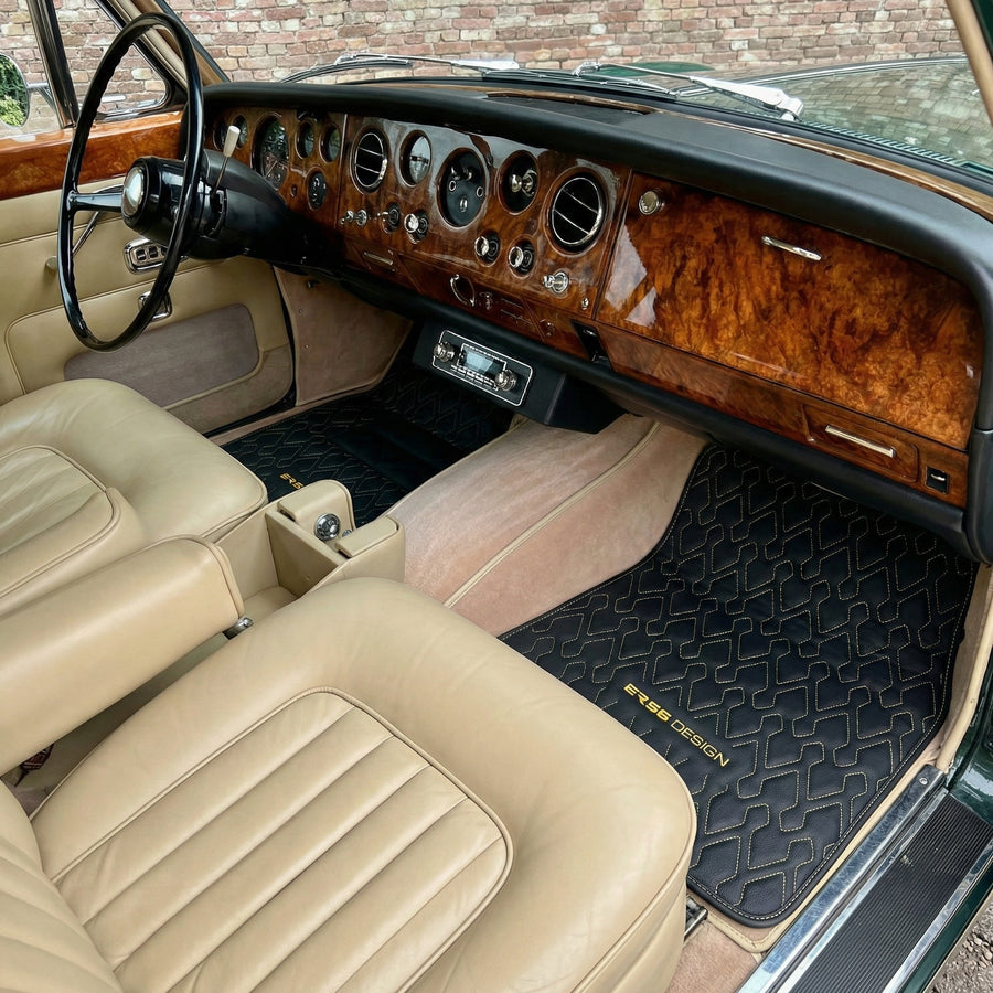 Svarte lærbilmatter for Rolls-Royce Shadow (1965-1977) ER56 Design