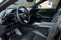 Black Floor Mats for Ferrari Purosangue with Leather and White Trim | Italian Edition