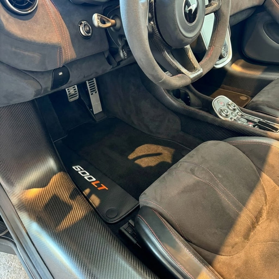 Svarte Bilmatter for McLaren 600 LT (2018-2020) Med Lær