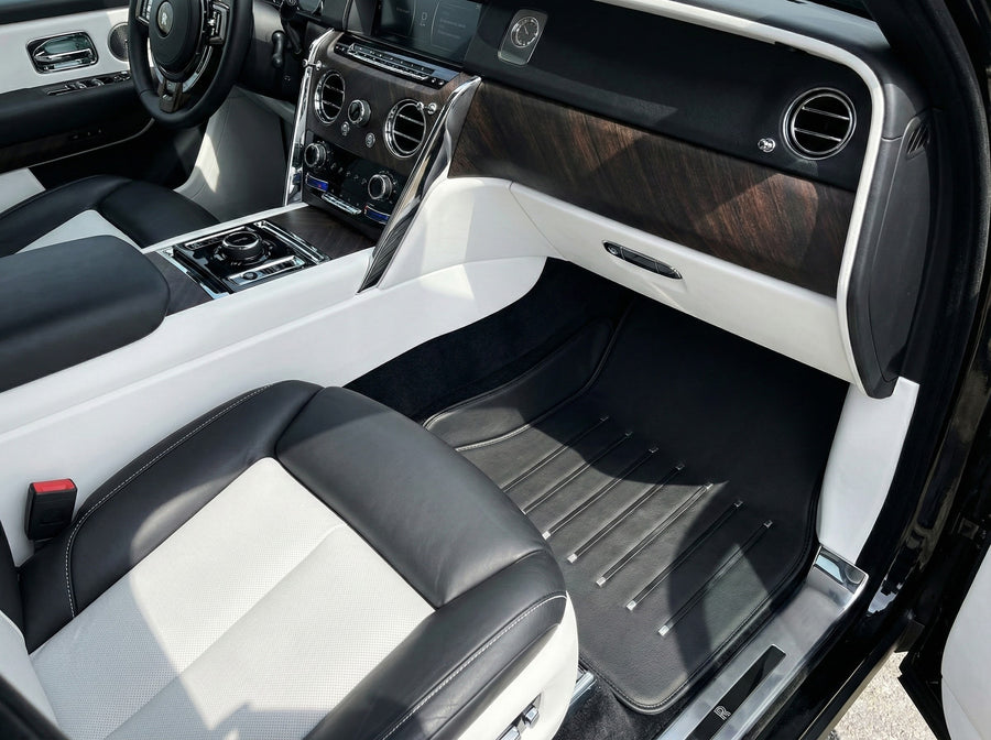 Lær Bilmatter for Rolls Royce Black Badge Cullinan Rr31 2018-2025 Svart