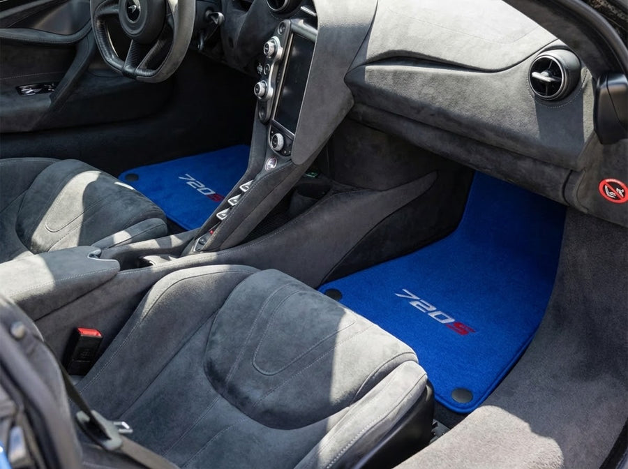 Bilmatter For McLaren 720S Blå Skreddersydde Tepper Set
