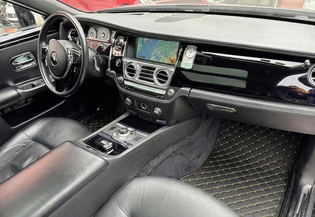 Customizable Leather Floor Mats with Raptor Hex Pattern for Rolls Royce Ghost Series II (2021–2024) - AutoWin