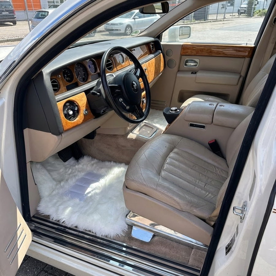 Weiße Schaffell-Autofußmatten für Rolls Royce Phantom 2003–2016 Er56 Design Brand