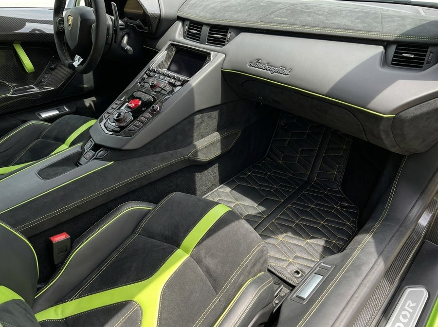 Skreddersydde lær Bilmatter for Lamborghini Aventador SVJ Limited Edition