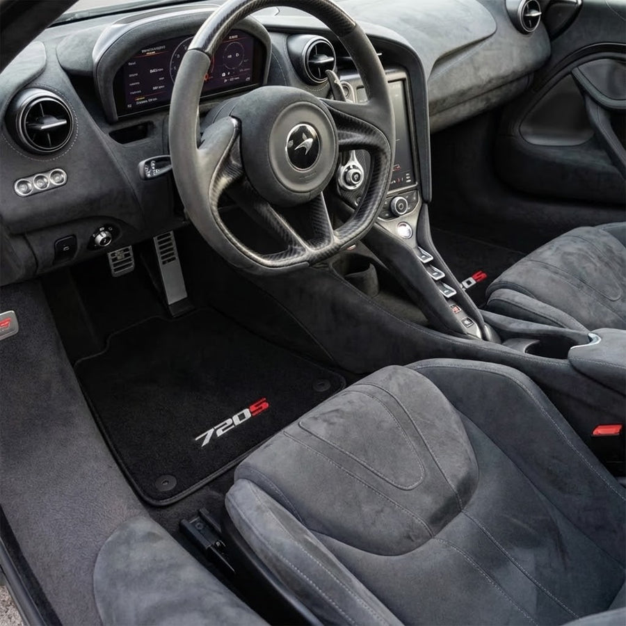 Svart Bilmatter for McLaren 720S Skreddersydde Tepper Sett AutoWin